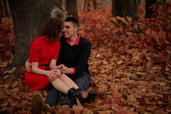 Pareja Joven Feliz Enamorada Parque —  Fotos de Stock