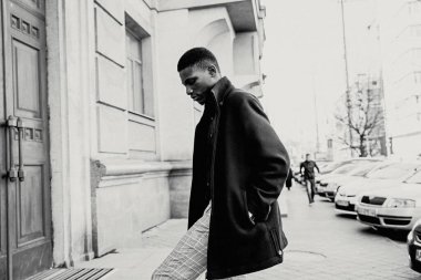 Genç, yakışıklı, Afro-Amerikan adam. 