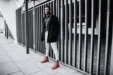 Genç, yakışıklı, Afro-Amerikan adam. 