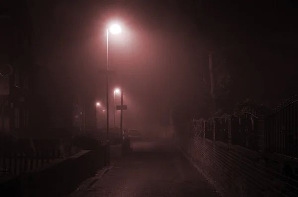 Noite nebulosa cidade Manchester Inglaterra Europa — Fotografia de Stock