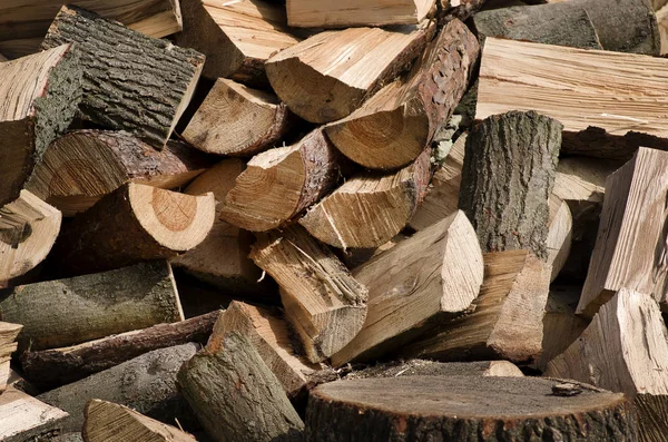 切碎的木头以备过冬 — 图库照片