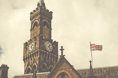 Yakın çekim Bradford Belediye Binası, West Yorkshire, İngiltere