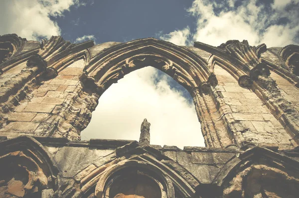 St Marys Abbey ruína, vista da parede velha em York, Inglaterra, Reino Unido — Fotografia de Stock