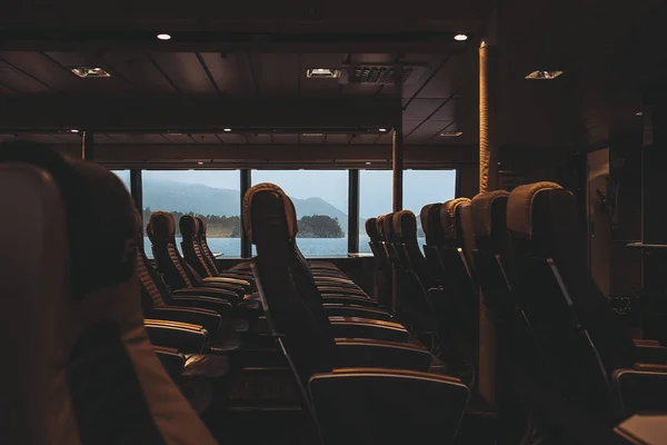 Comfortable seats inside ferry