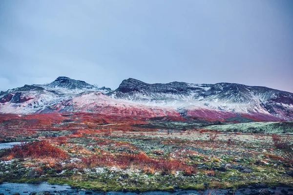 Red and white mountains