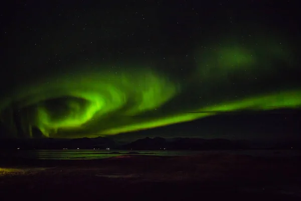 Zorza polarna nad Höfn — Zdjęcie stockowe