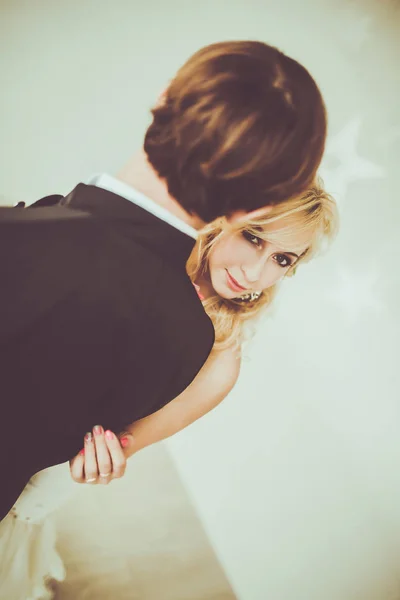 Bride and groom standing near each other — Stock Photo, Image