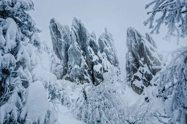 Paisagem rochosa no inverno — Fotografia de Stock