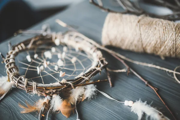 Beautiful hand-made dream catcher — Stock Photo, Image