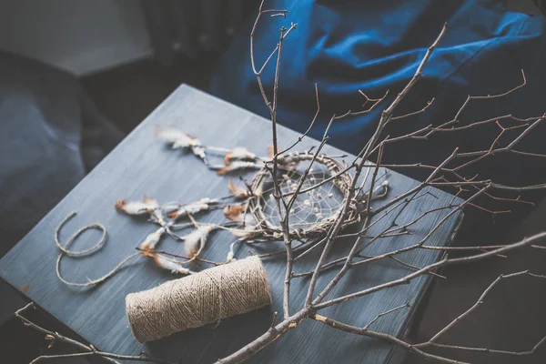 Beautiful dream catcher on table — Stock Photo, Image