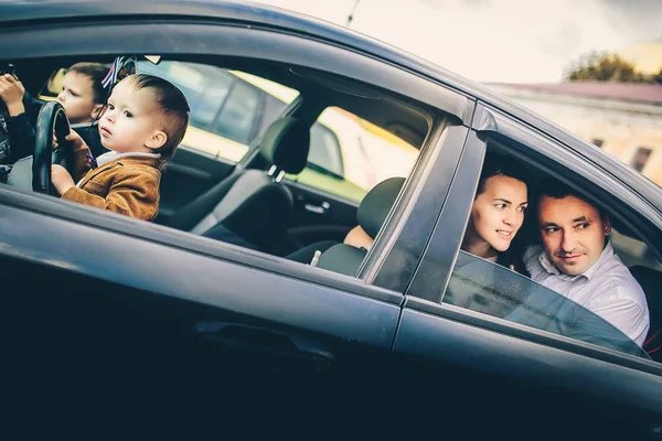 lovely family in car