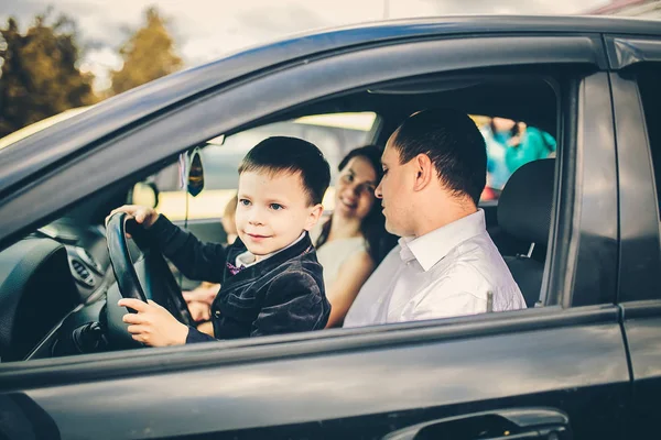 lovely family in car