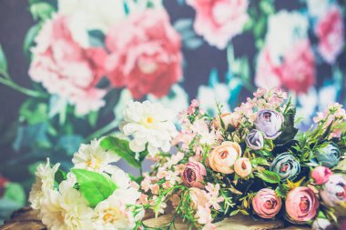 güzel arka plan üzerinde renkli çiçekler buket Close-Up  