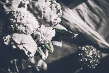 güzel buket peonies antika arka plan üzerinde Close-Up