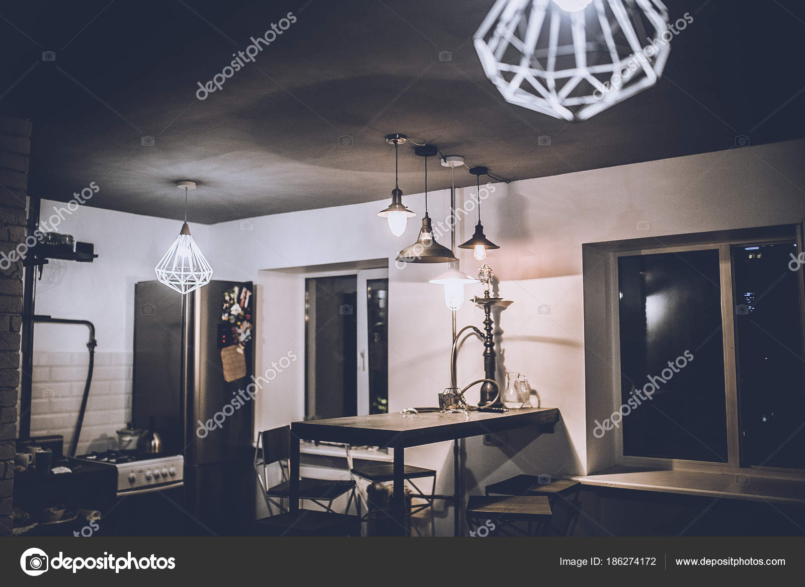 View Home Decor Loft Style Room Modern Lamps Lights Night
