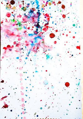 Beyaz Kağıt arka plan üzerinde renkli suluboya noktalar Close-Up