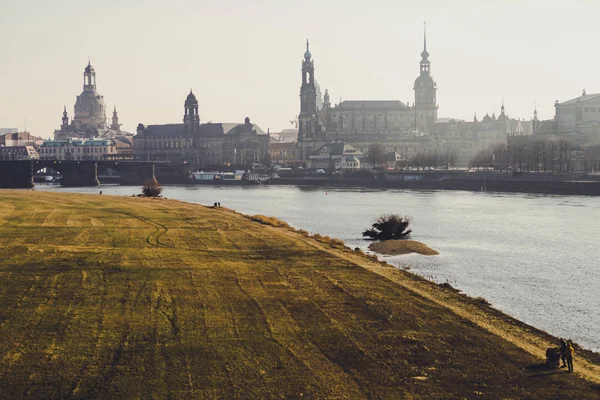 Güzel Tarihi Dresden Şehir Güneşli Anda Almanya — Stok fotoğraf