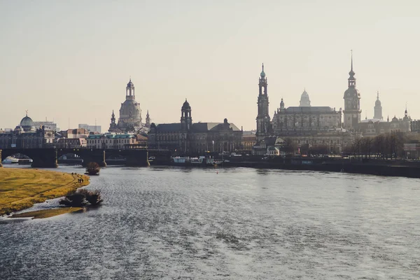 Güzel Tarihi Dresden Şehir Güneşli Anda Almanya — Stok fotoğraf