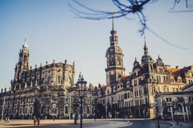 güzel tarihi Dresden şehir güneşli anda Almanya