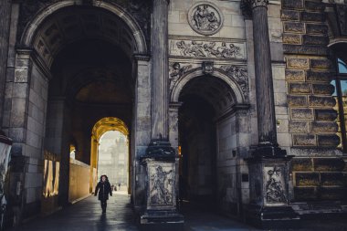güzel tarihi Dresden şehir güneşli anda Almanya