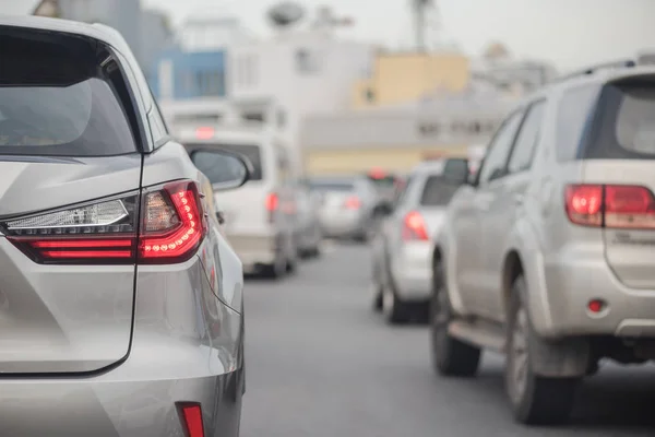 traffic jam with row of car