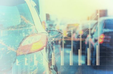 trafik sıkışıklığı arabalar sıra ile çift pozlama 