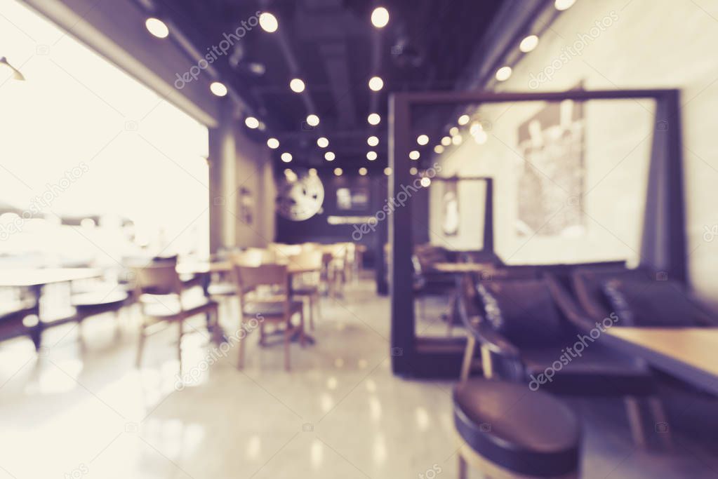 blured image of coffee shop as background image 