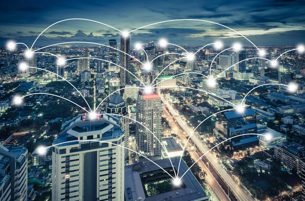 도시와 네트워크 연결 개념 — 스톡 사진