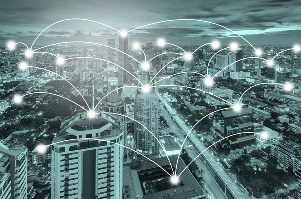 도시와 네트워크 연결 개념 — 스톡 사진