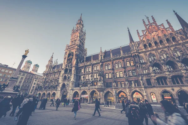 Munich, Germany - Janurary 20, 2017: The Marienplatz is a centra — Stock Photo, Image