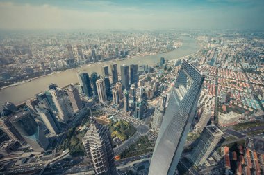 Panorama görünümünü Şanghay lujiazui Finans Merkezi 