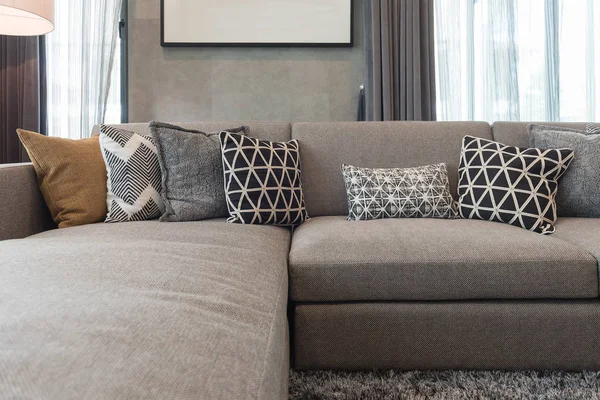 Luxury living room style with set of pillows — Stock Photo, Image