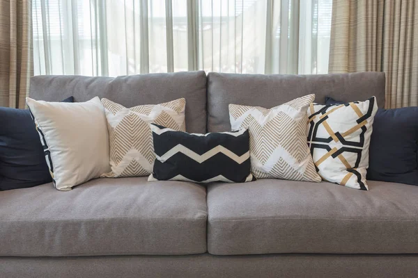 Luxury living room style with set of pillows — Stock Photo, Image