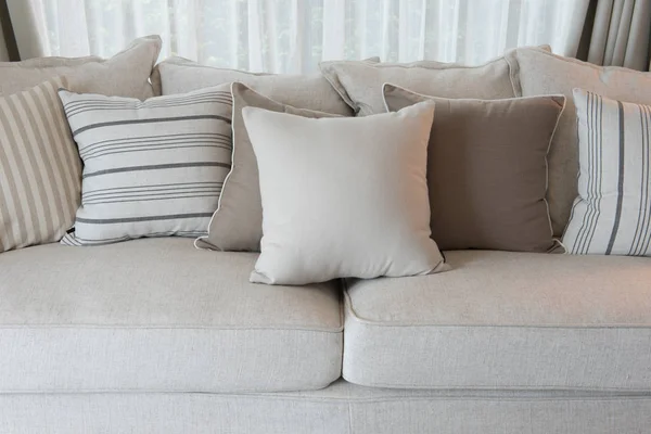 Set Pillows Cozy Sofa Modern Bedroom Design Interior Design Concept — Stock Photo, Image