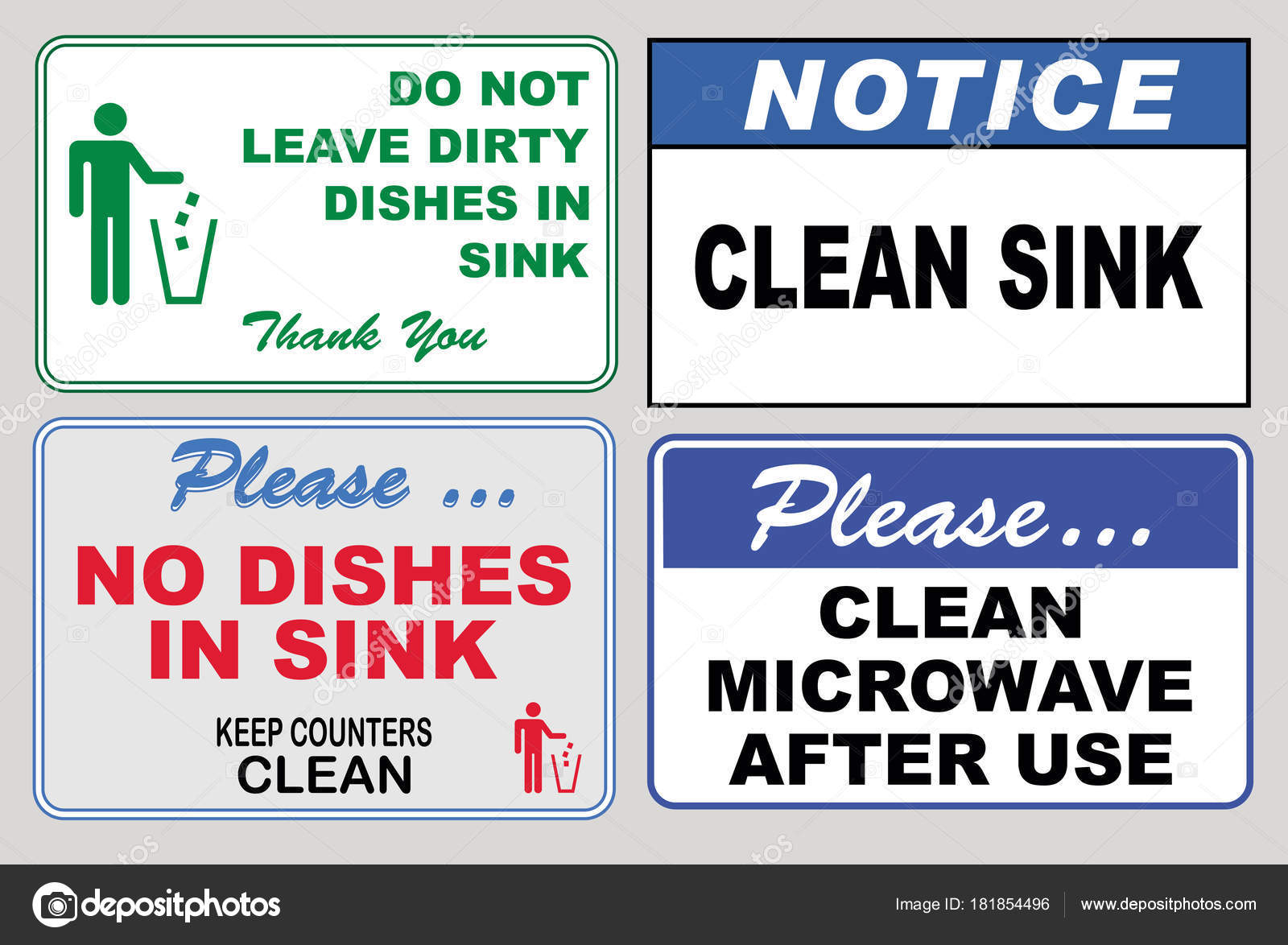 set of Clean sticker sign for office ( refrigerator emptied every Friday, d...