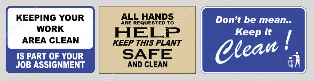 set of Clean sticker sign quotes