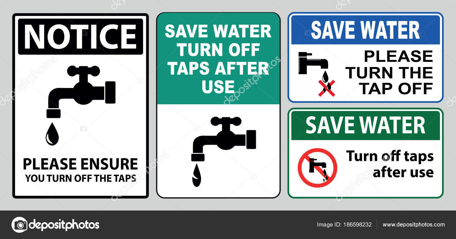 Please turn off the taps Save water and our environment Safety sign 