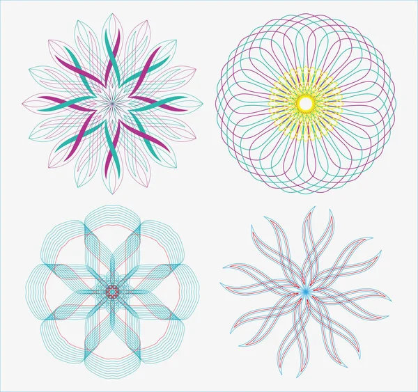 Set di curve geometriche rotonde in colore bicolore — Vettoriale Stock