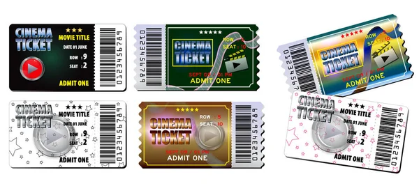 Set of cinema tickets in various color. — ストックベクタ