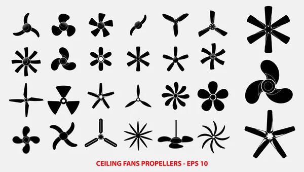 Набор пропеллеров или потолочных вентиляторов . — стоковый вектор