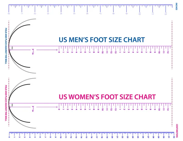 Set ukuran bagan sepatu atau ukuran bagan kaus kaki atau konsep pengukuran grafik kaki. Eps 10 vektor , - Stok Vektor