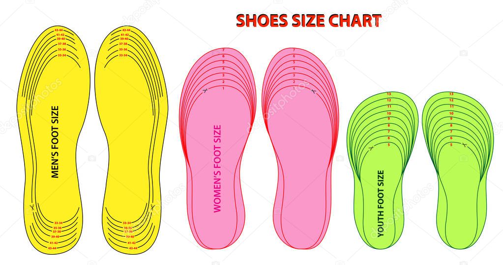 set of shoes chart size or socks chart size or measurement foot chart concept. Eps 10 vector, 