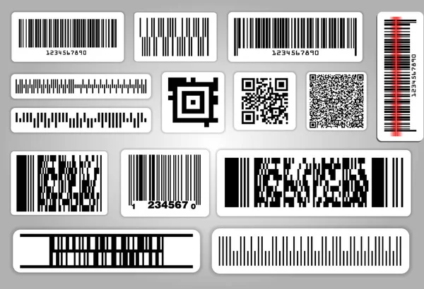 Set of various bar code or set of packaging label bar code or qr codes. eps 10, — Stock Vector