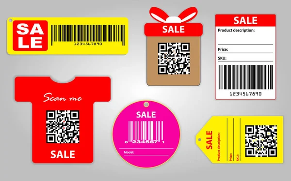 Ensemble de divers codes à barres ou ensemble de codes à barres d'étiquette d'emballage ou de codes qr. eps 10 — Image vectorielle