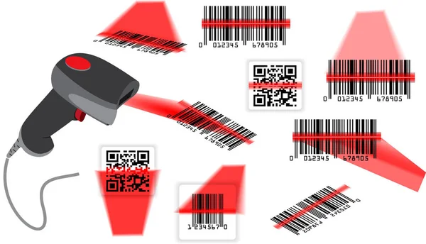 Satz von verschiedenen Strichcodes oder Strichcodes für Verpackungsetiketten oder QR-Codes. Folge 10, — Stockvektor