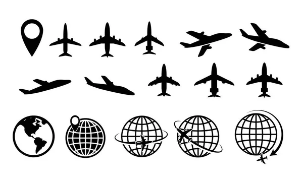一组带冲刺线的飞机航线或飞机航线 头10个矢量 容易修改 — 图库矢量图片