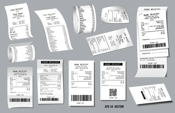 Jeu Reçu Vente Caisse Enregistreuse Imprimé Sur Papier Blanc Concept — Image vectorielle