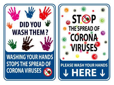 Bir dizi Corona virüsü posteri ya da Wuhan şehrinden 2019-Ncov virüsü ya da el yazısı konseptinizi yıkayın. 10 vektör, değiştirmesi kolay
