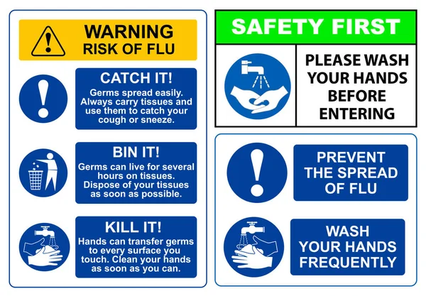Set Mandatory Sign Warning Sign Corona Virus Poster 2019 Ncov — Διανυσματικό Αρχείο