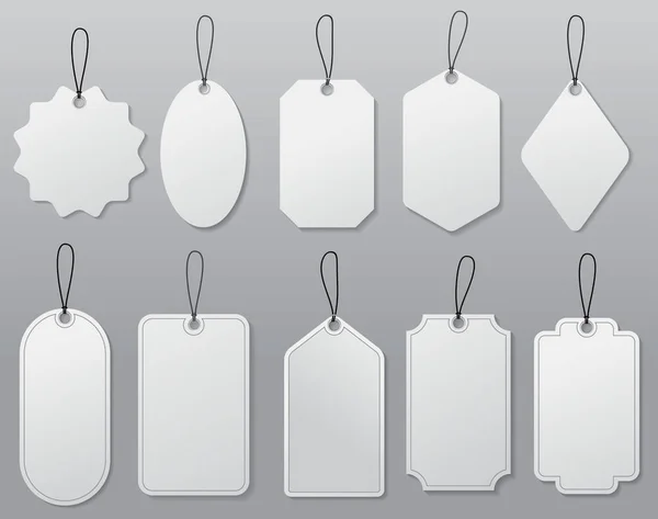 Ensemble Prix Étiquette Suspendue Étiquette Prix Papier Blanc Vierge Badges — Image vectorielle